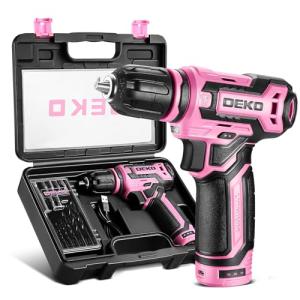 DEKOPRO 12V Cordless Pink Drill Set for Women