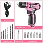 DEKOPRO 12V Cordless Pink Drill Set for Women