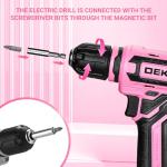 DEKOPRO 12V Cordless Pink Drill Set for Women