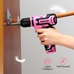 DEKOPRO 12V Cordless Pink Drill Set for Women