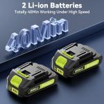 Cordless Leaf Blower with 2 Batteries and Charger