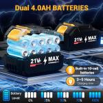 Cordless Leaf Blower 750CFM 200MPH with Batteries