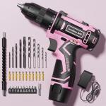 Pink Cordless Drill Set for Home DIY Projects