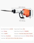 VEVOR 2200W Heavy Duty Electric Jackhammer with Chisels