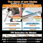 Cordless Reciprocating Saw with 8 Blades and Batteries