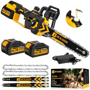 JEXUGK 12" Cordless Brushless Chainsaw with Batteries
