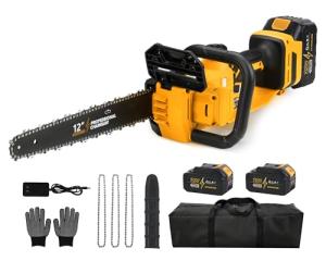 12" Cordless Electric Chainsaw with 2 Batteries