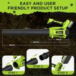 WOKEGI 21V Cordless Leaf Blower with Turbo Mode