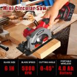 6" Cordless Mini Circular Saw with Battery