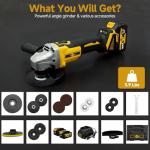 RhovixStar Cordless Brushless Angle Grinder 3/8 Inch