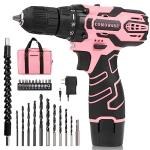 COMOWARE Pink Cordless Drill Set for DIY Women