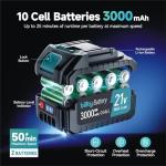 Billty Cordless Leaf Blower with 3 Nozzles and Batteries