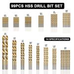 99 Pcs Titanium Coated Drill Bit Set