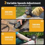 JEXUGK 5" Cordless Brushless Angle Grinder Kit