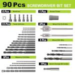 Yougfin 90-Piece Drill Bit Set for All Materials
