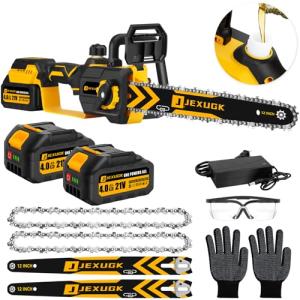JEXUGK 12" Brushless Cordless Chainsaw with Batteries