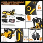 JEXUGK 12" Brushless Cordless Chainsaw with Batteries