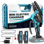Saker Mini Cordless Chainsaw with Batteries and Chains