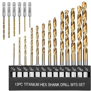 19-Piece Hex Shank Drill Bit Set for Metal and Wood
