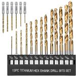 19-Piece Hex Shank Drill Bit Set for Metal and Wood