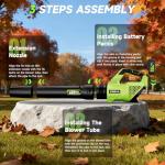 Cordless 650CFM Leaf Blower with Batteries and Charger