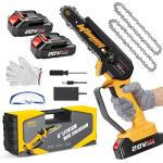 6-Inch Cordless Mini Chainsaw with 2 Batteries