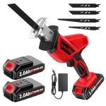 Cordless Reciprocating Saw with 2 Batteries and Blades