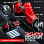 Cordless Reciprocating Saw with 2 Batteries and Blades
