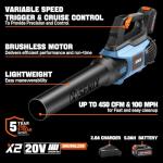 SENIX 20V Cordless Leaf Blower with Cruise Control