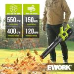 EWORK 21V Cordless Leaf Blower with Turbo Mode
