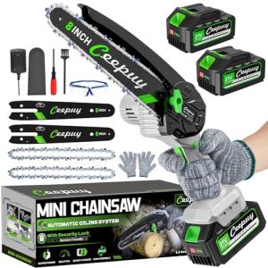 Cordless 8-Inch Mini Chainsaw with Batteries