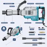 ENEACRO 14.5Amp Demolition Jack Hammer with Chisels
