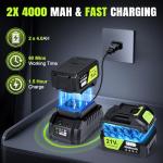 Cordless Electric Leaf Blower with 2 Batteries