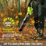 21V Cordless Electric Leaf Blower with Batteries