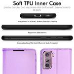 Galaxy S21 Leather Wallet Case with Stand - Violet