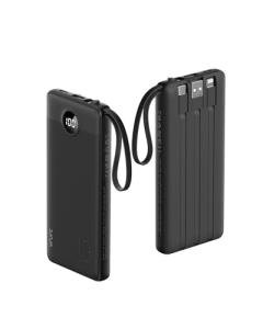 Portable 10000mAh Power Bank with Built-in Cables