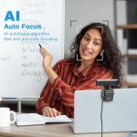 WINSAFE 4K Webcam with Dual Microphones and Privacy Cover