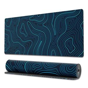 Large Blue Gaming Mouse Pad with Stitched Edges