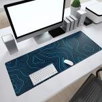 Large Blue Gaming Mouse Pad with Stitched Edges