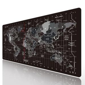 World Map Gaming Mouse Pad with Anti-Slip Base