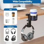 KDD 2-in-1 Desk Cup Holder and Headphone Hook