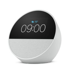 Echo Spot Smart Alarm Clock with Alexa, Glacier White