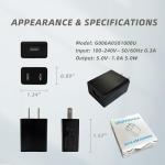 Dual USB Wall Charger Block - 5W Power Adapter