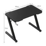 Z Shaped Gaming Desk with Headphone Hook, Black