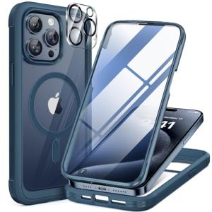 Magnetic Blue Bumper Case for iPhone 15 Pro Max