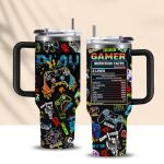 Gamer Tumbler with Handle and Straws, 40oz