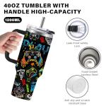 Gamer Tumbler with Handle and Straws, 40oz