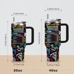Gamer Tumbler with Handle and Straws, 40oz