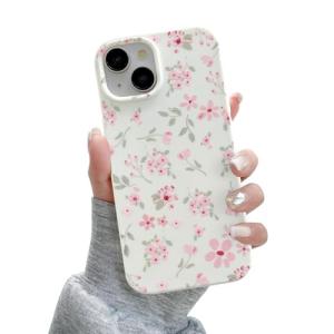 Cute Pink Floral iPhone 13 Case with Camera Protection