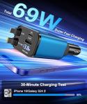 Gritin 69W Retractable 4-in-1 Car Charger